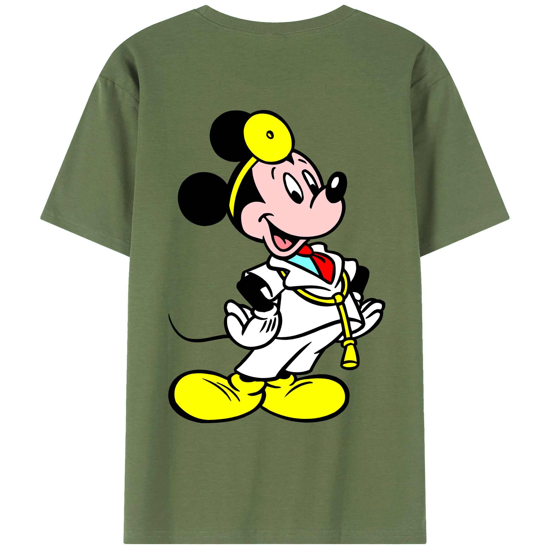 ミッキーマウス Mickey Mouse 綿100％ メンズ半袖Tシャツ（バックプリント） 通気性